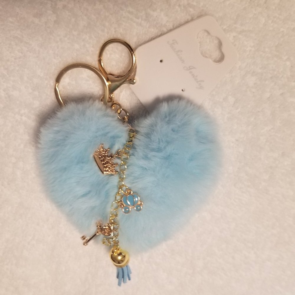 Heart Pom Pom Keychain with Charms - Picture 2 of 6